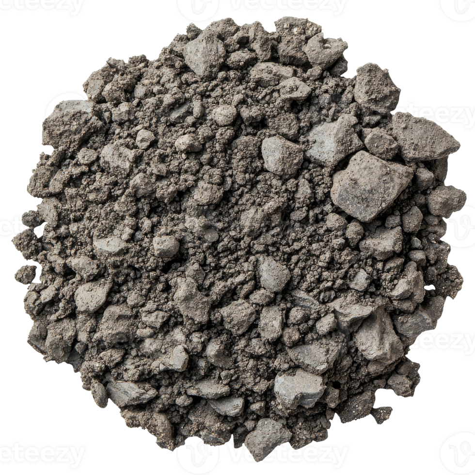 Raw construction aggregate in a heap on a surface png