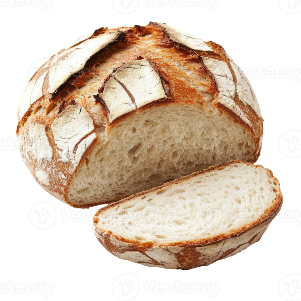 Freshly baked sourdough bread with a golden crust png