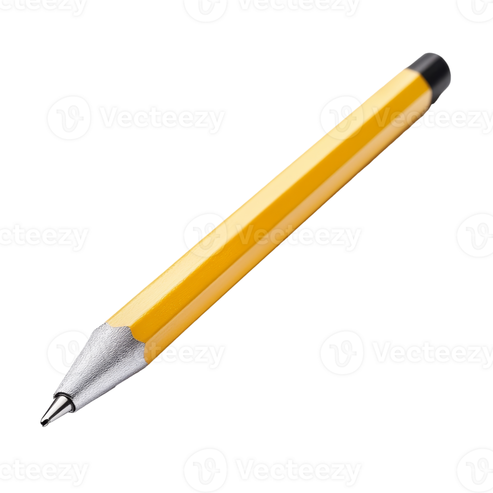 Yellow pencil with silver tip on plain bg png