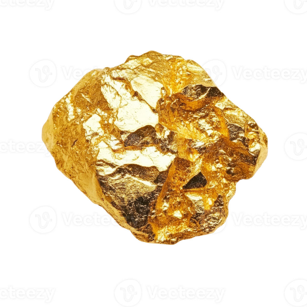 Golden nugget shining under bright light png