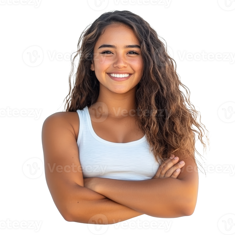 Confident young woman smiling indoors png