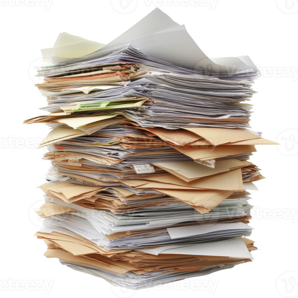 A large pile of disorganized papers in an office png