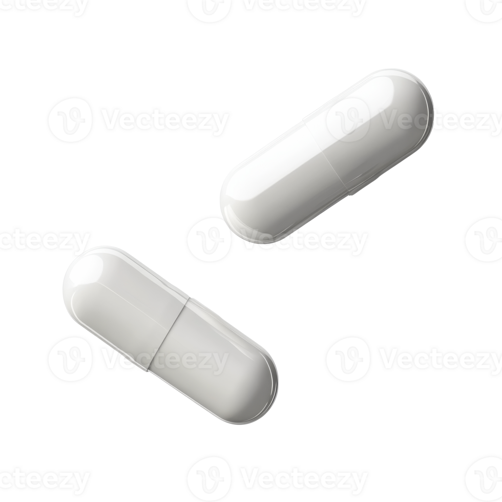 White capsules displayed on a clean background png