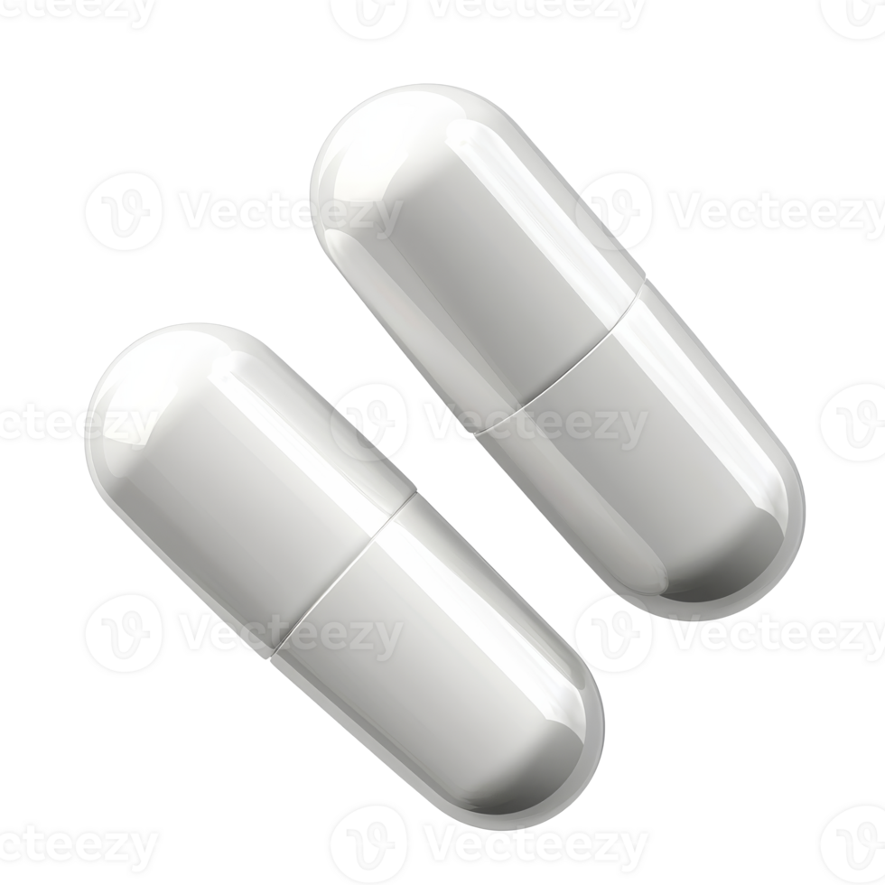 White capsules displayed on a clean surface png
