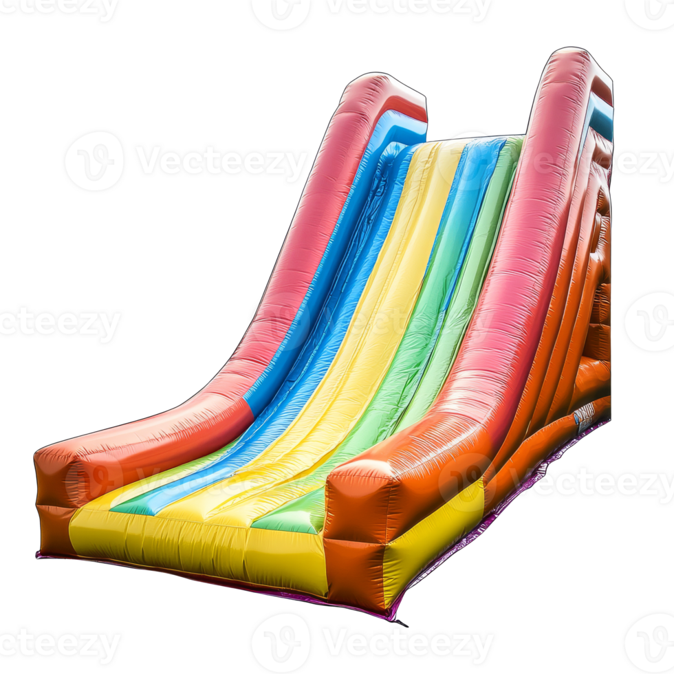 Vibrant inflatable slide at summer fair png