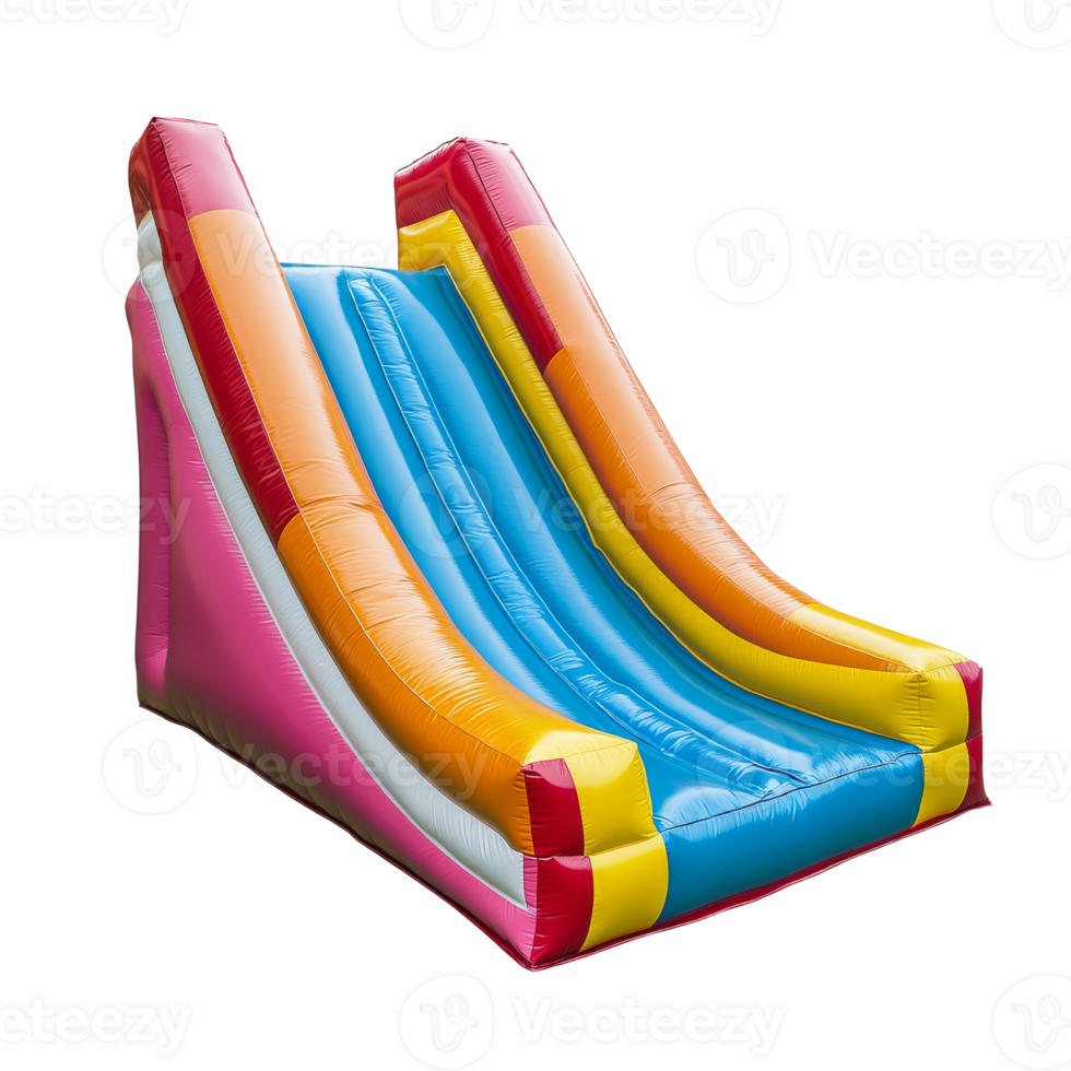 Colorful inflatable slide at a summer party event png