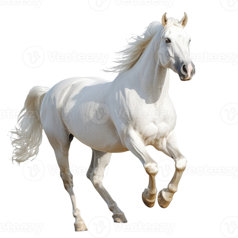 White horse running in a sunny field png