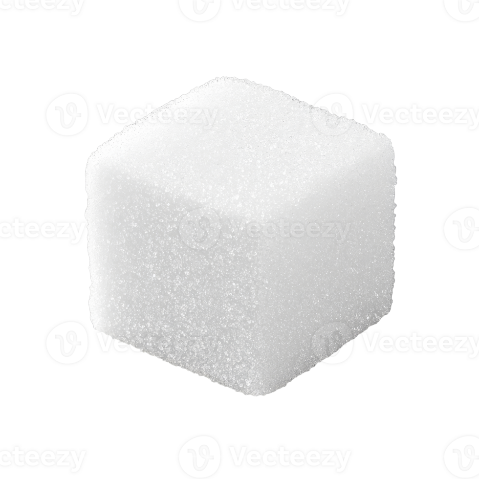 Single white sugar cube on a white background png