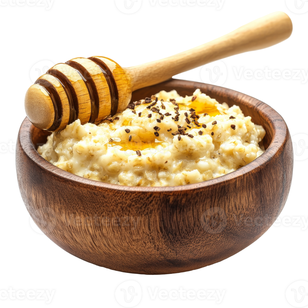 Oatmeal with honey and spices in a bowl png