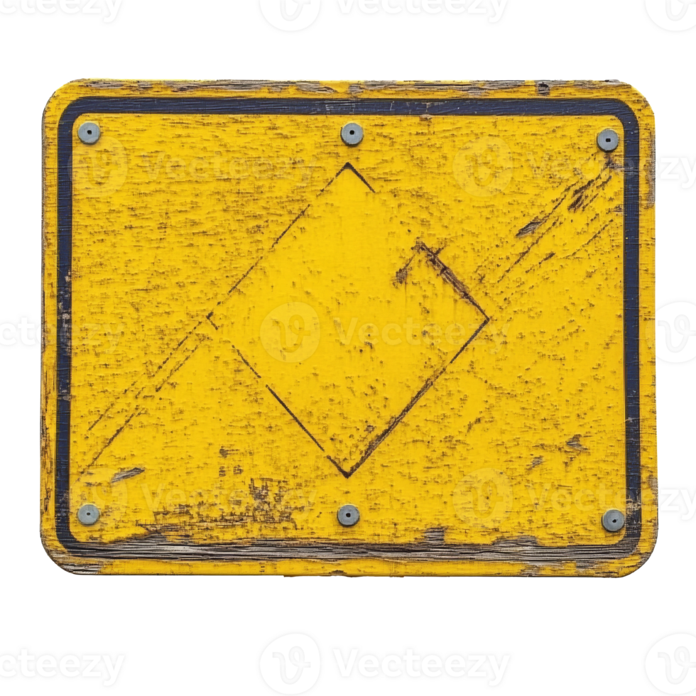Weathered yellow warning sign with faded patterns png