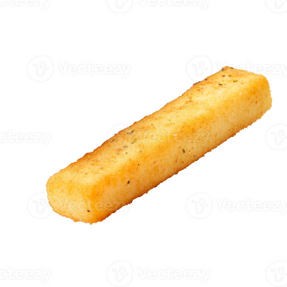 Golden fried polenta stick on white png