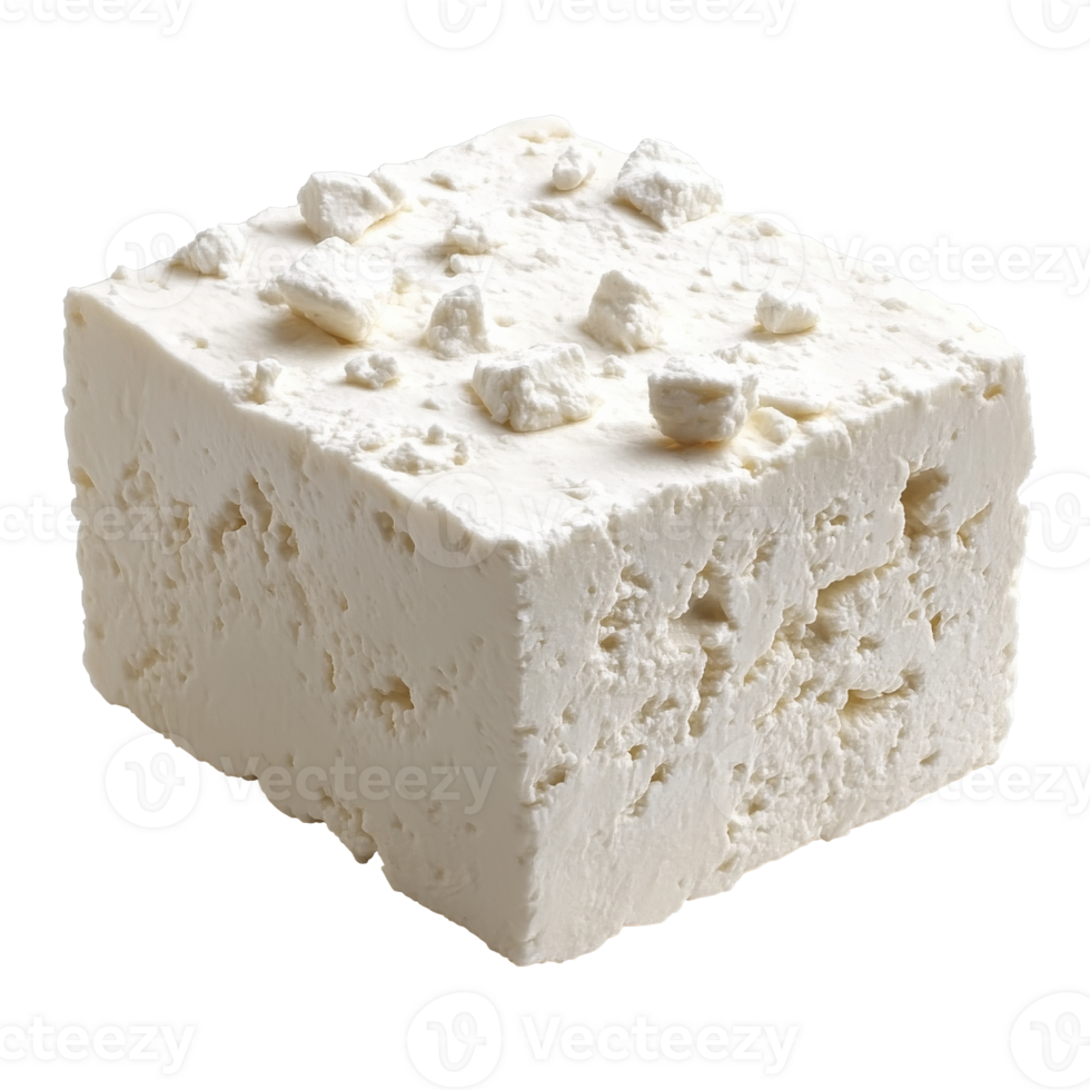 Creamy feta cheese block on a white background png