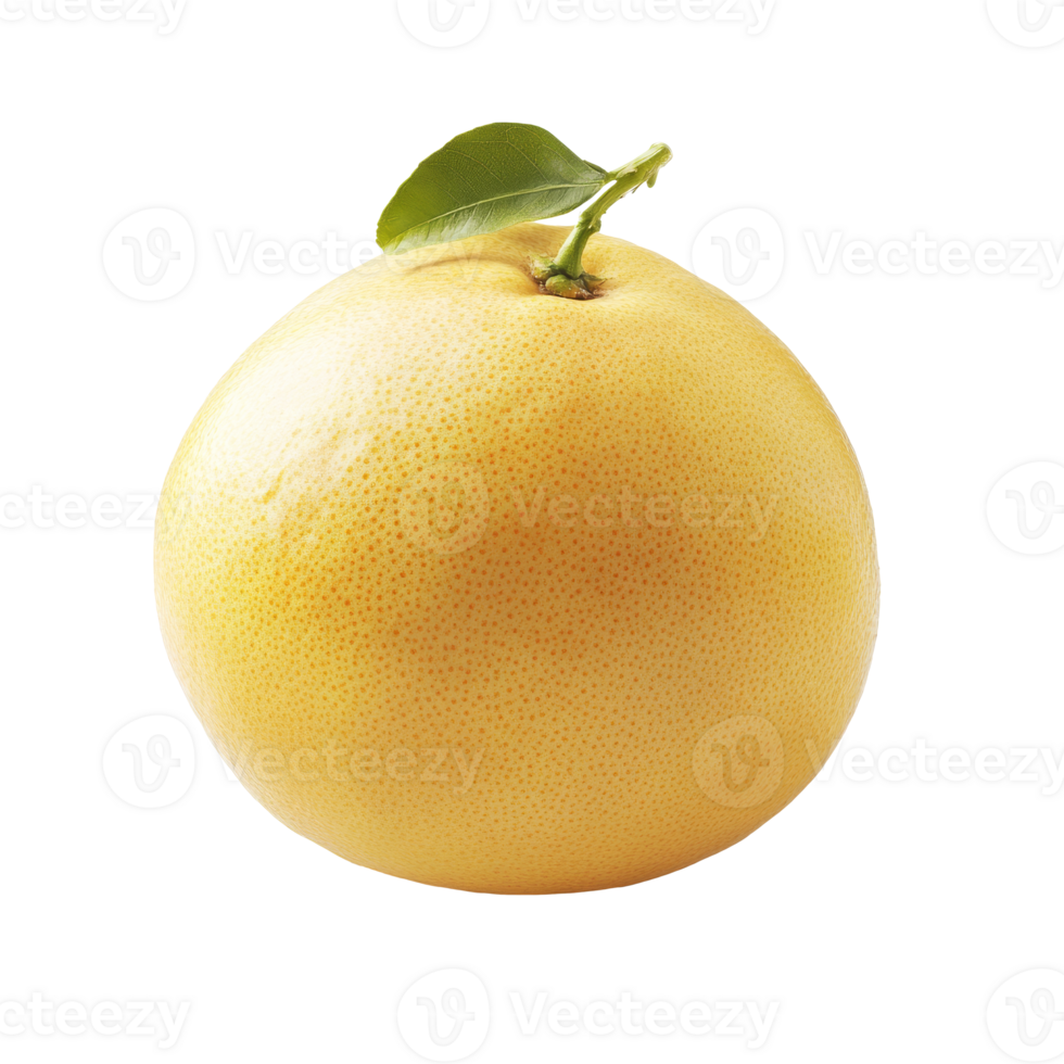 Fresh pomelo with green leaf on white background png