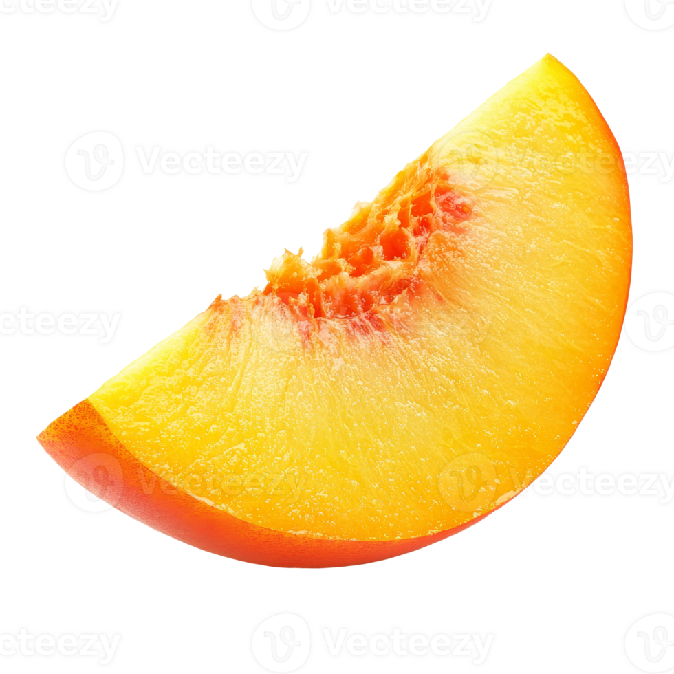 Peach slice on white, ready to eat png