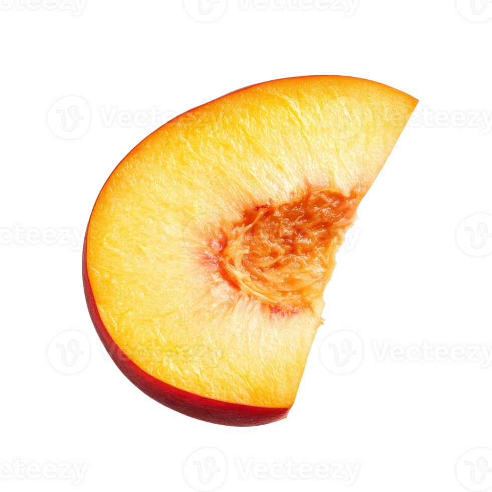 Vibrant peach slice on white png