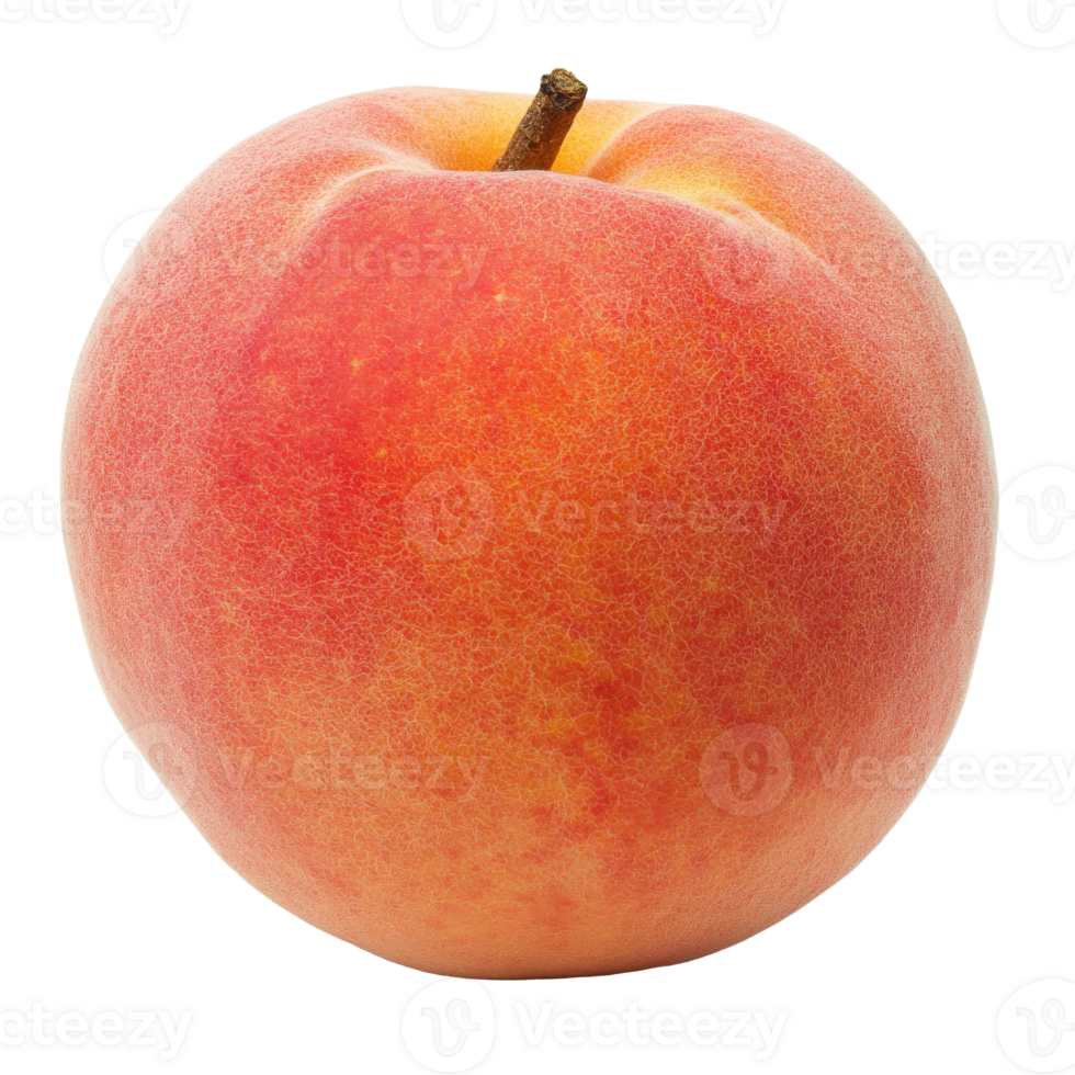 Fresh peach resting on a clean white surface png