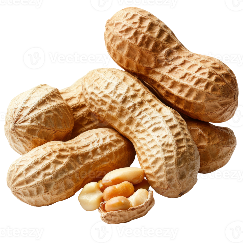 Raw peanuts in shells arranged on a white surface png