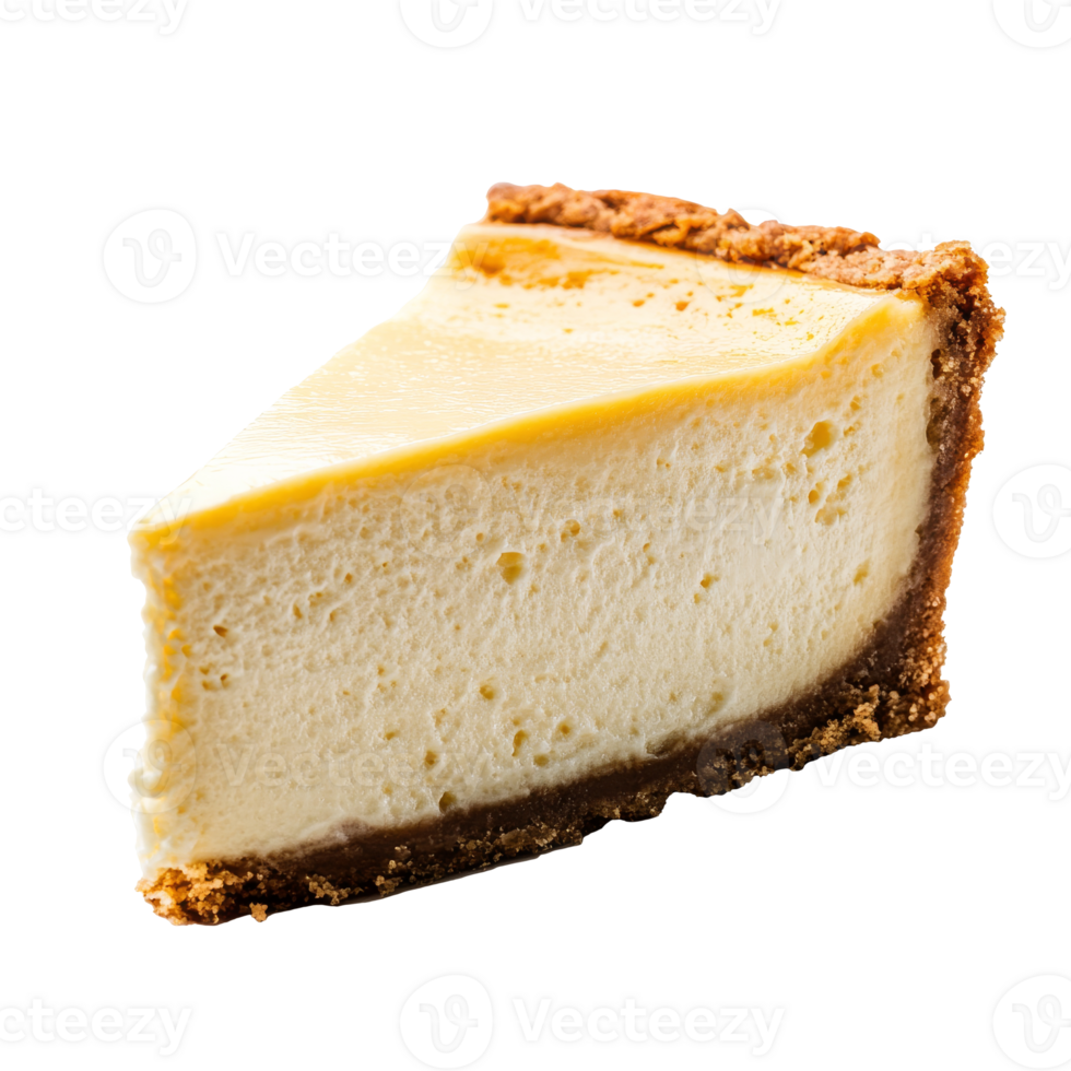 cremig Käsekuchen Scheibe auf ein Weiß Hintergrund png