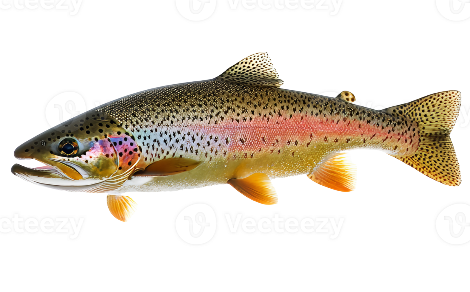 Rainbow trout swimming in clear freshwater stream png