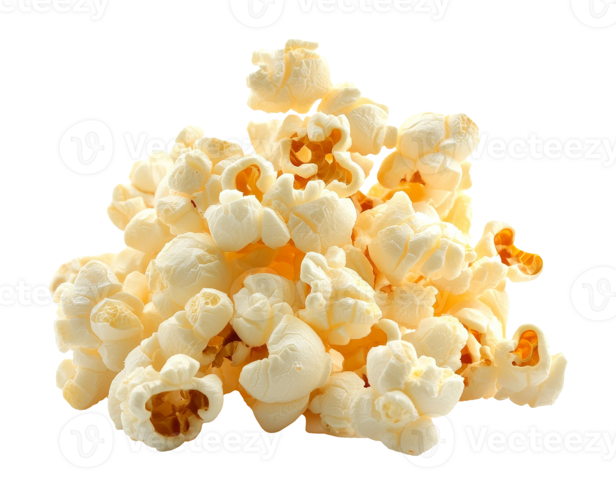 Freshly popped popcorn stacked in a fluffy pile png