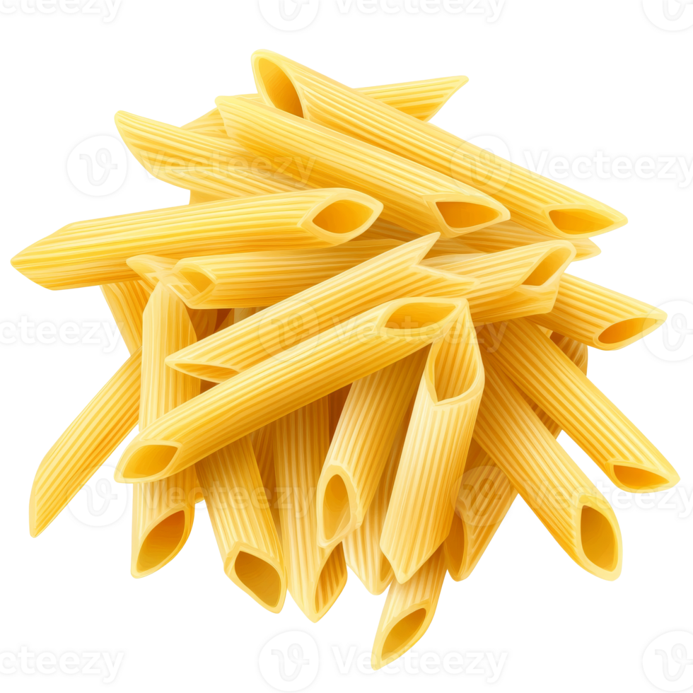 Dried penne pasta arranged on a clean surface png