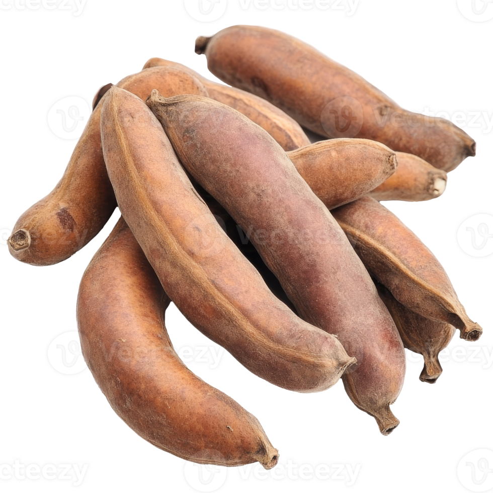 Tamarind pods on a white background ready for use png
