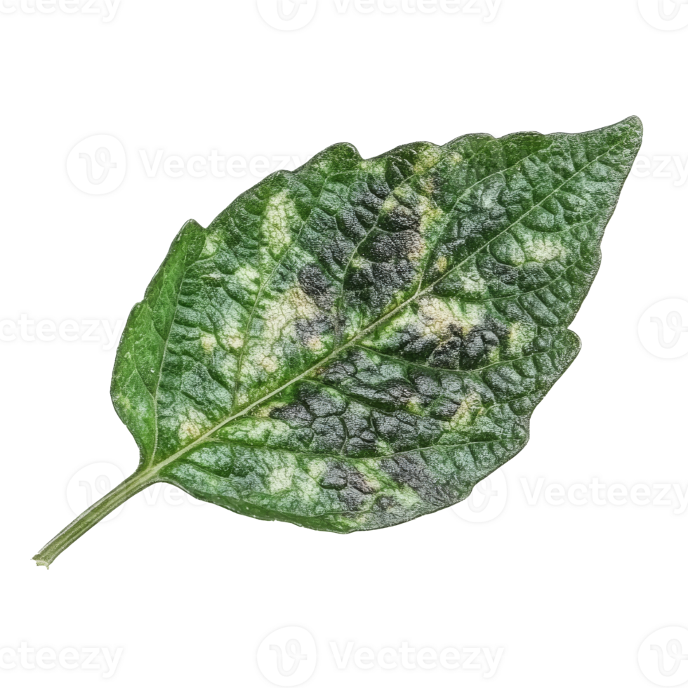 Detailed view of a green leaf showing variegation png