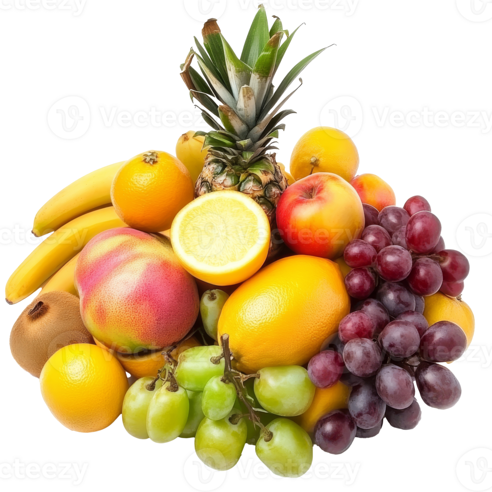 Mixed fruit arrangement with pineapple and grapes png