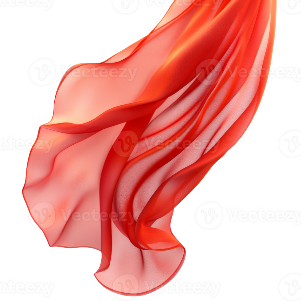 Red flowing fabric gracefully drifting in the air png