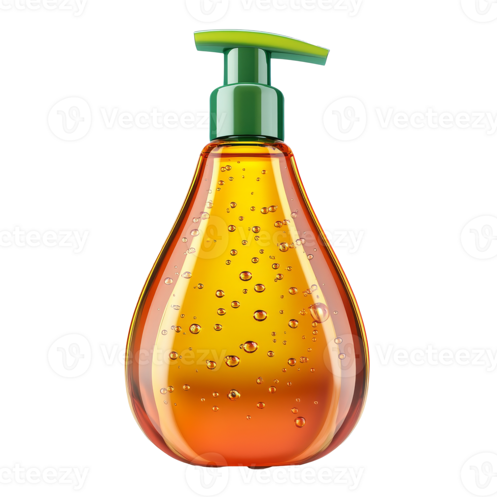 Clear bottle of unique amber liquid png