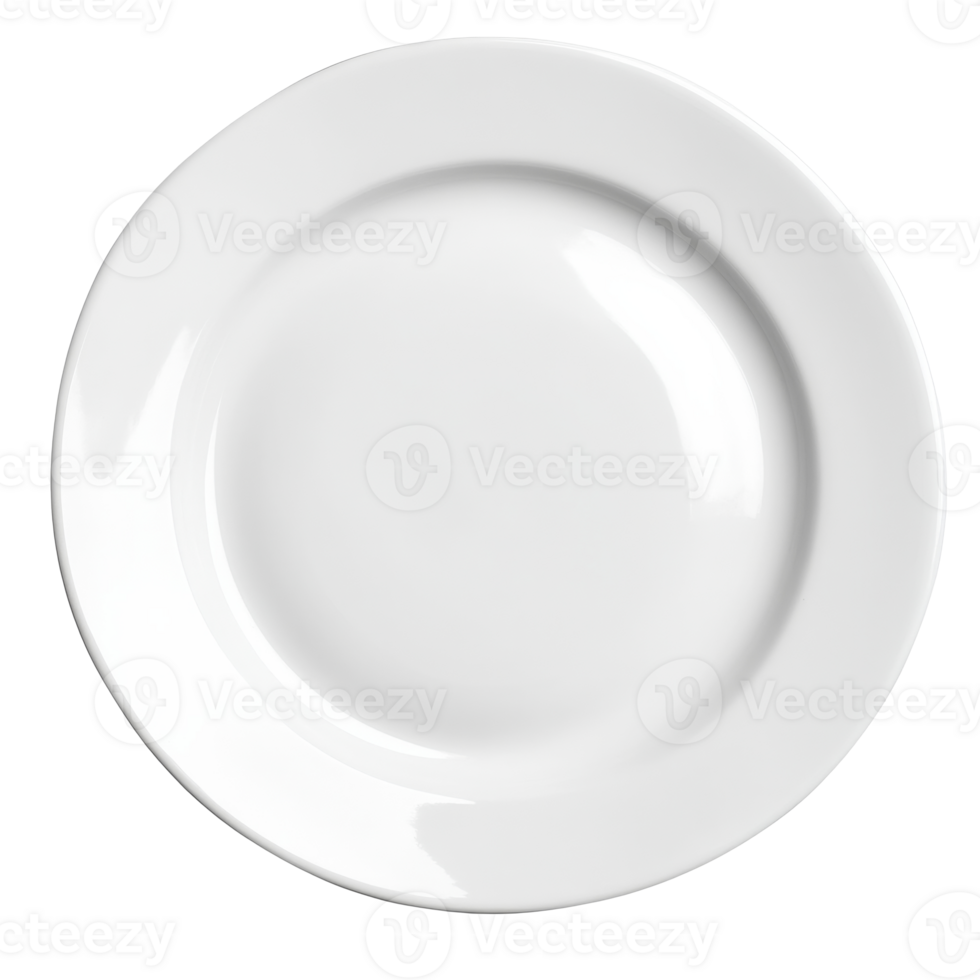 A clean, round white plate rests on a flat surface png