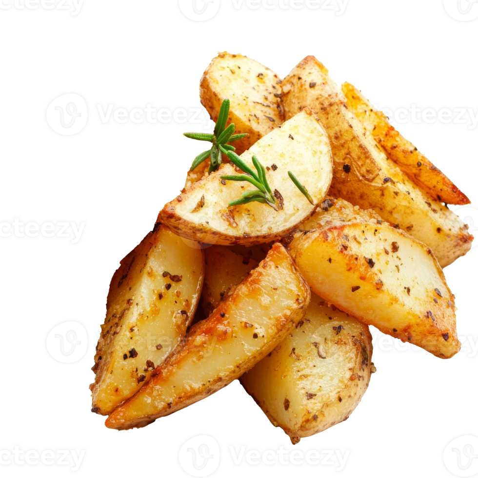 Herb crusted potato wedges in sunlight png