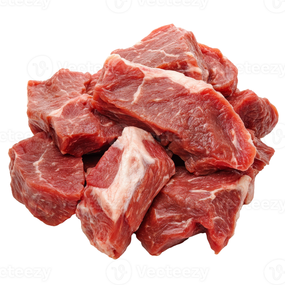 Fresh cuts of beef on a white background png
