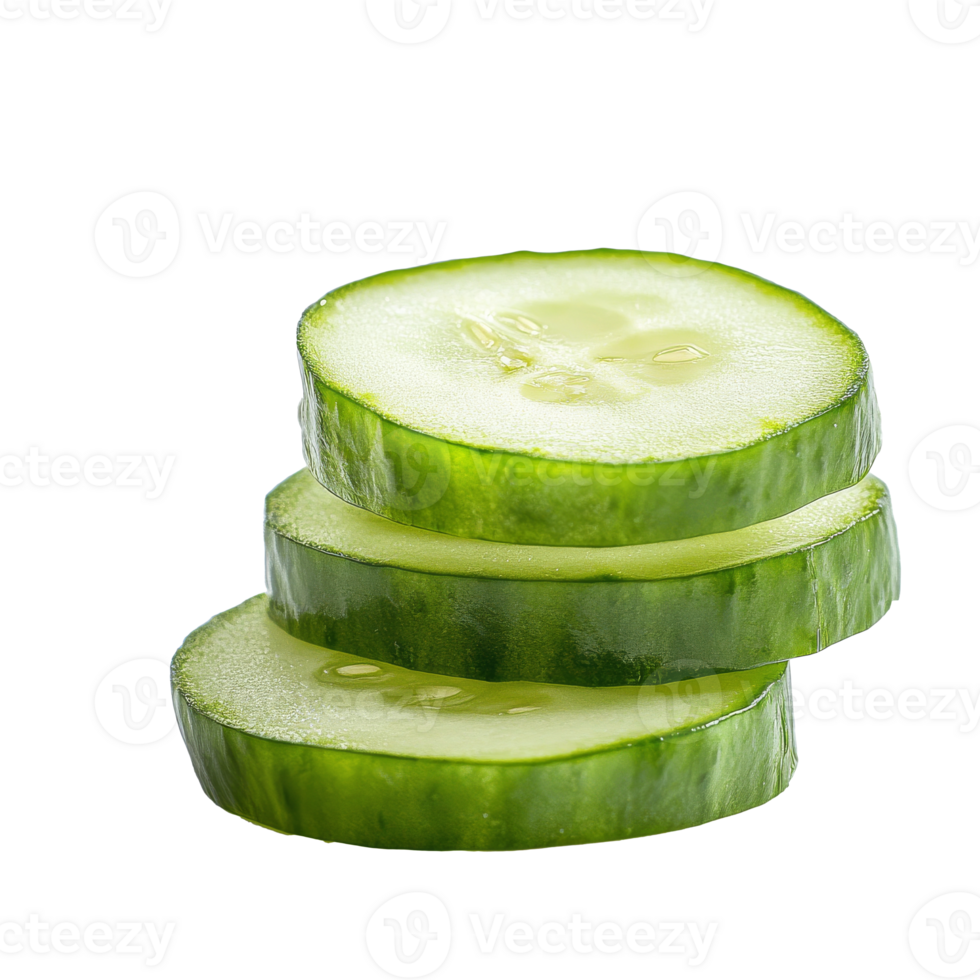 Neatly arranged cucumber slices on white png