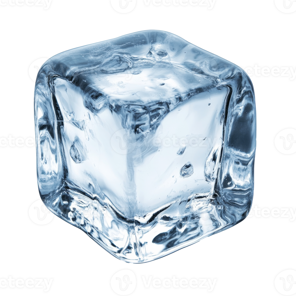 Single ice cube resting on a clean surface png