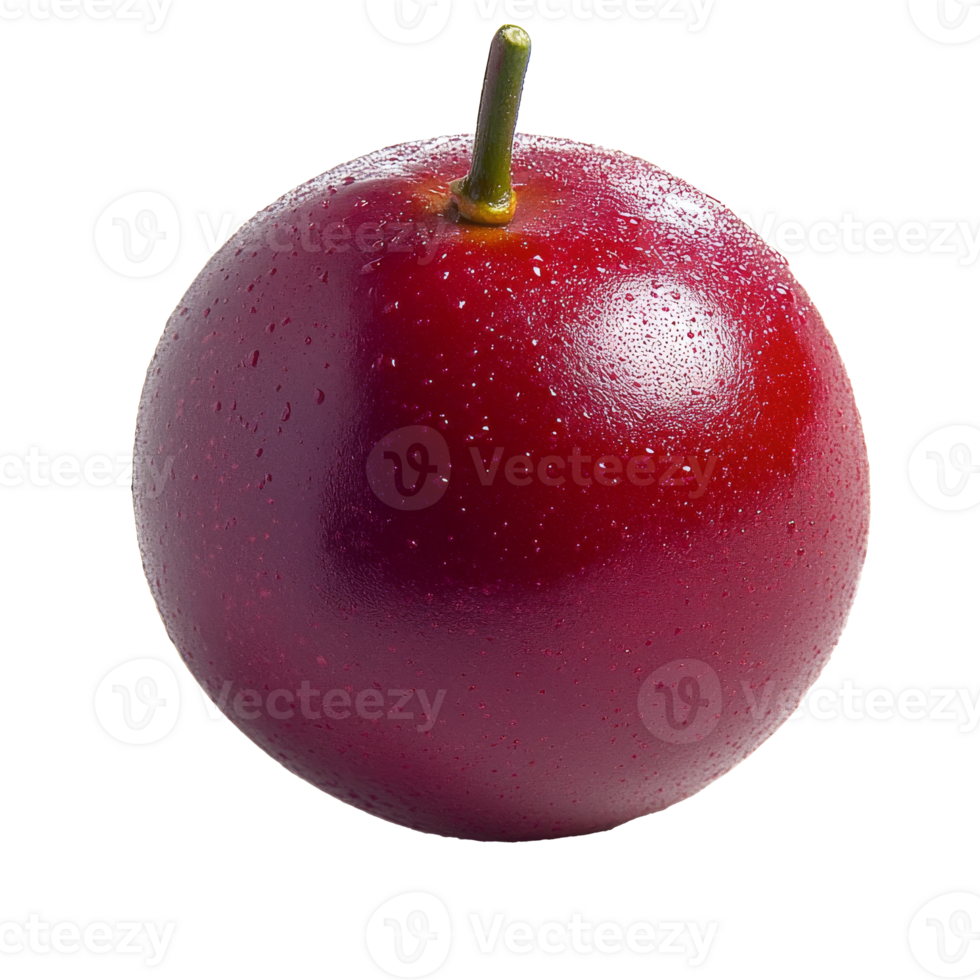 Fresh red plum with water droplets on surface png