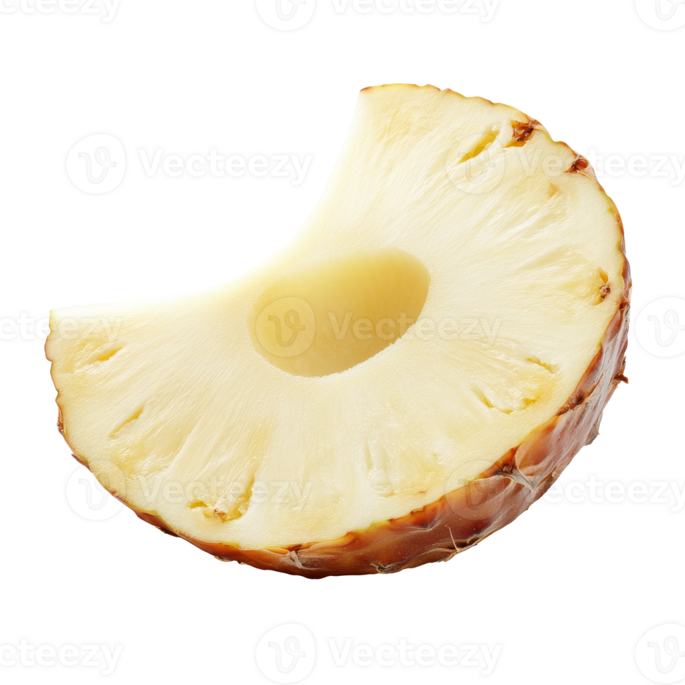 Juicy yellow flesh of a pineapple slice png