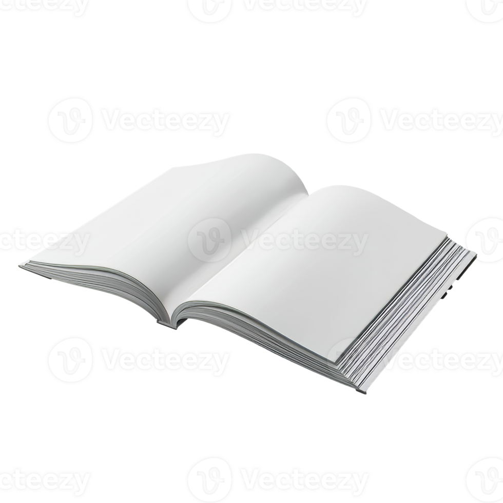 A blank open book resting on a table at noon png