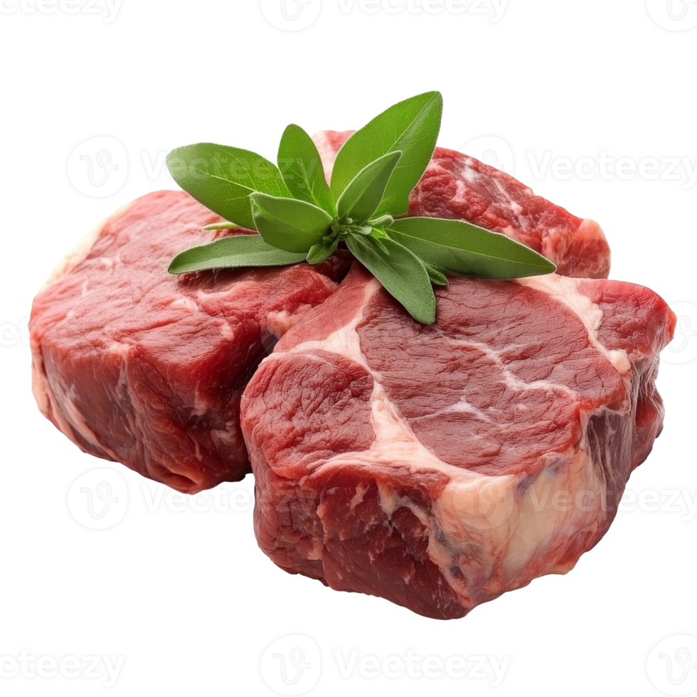 Herbed meat cuts on white background png