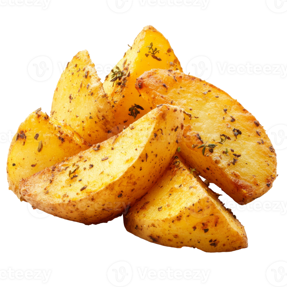 Crispy roasted potato wedges with herbs and spices png