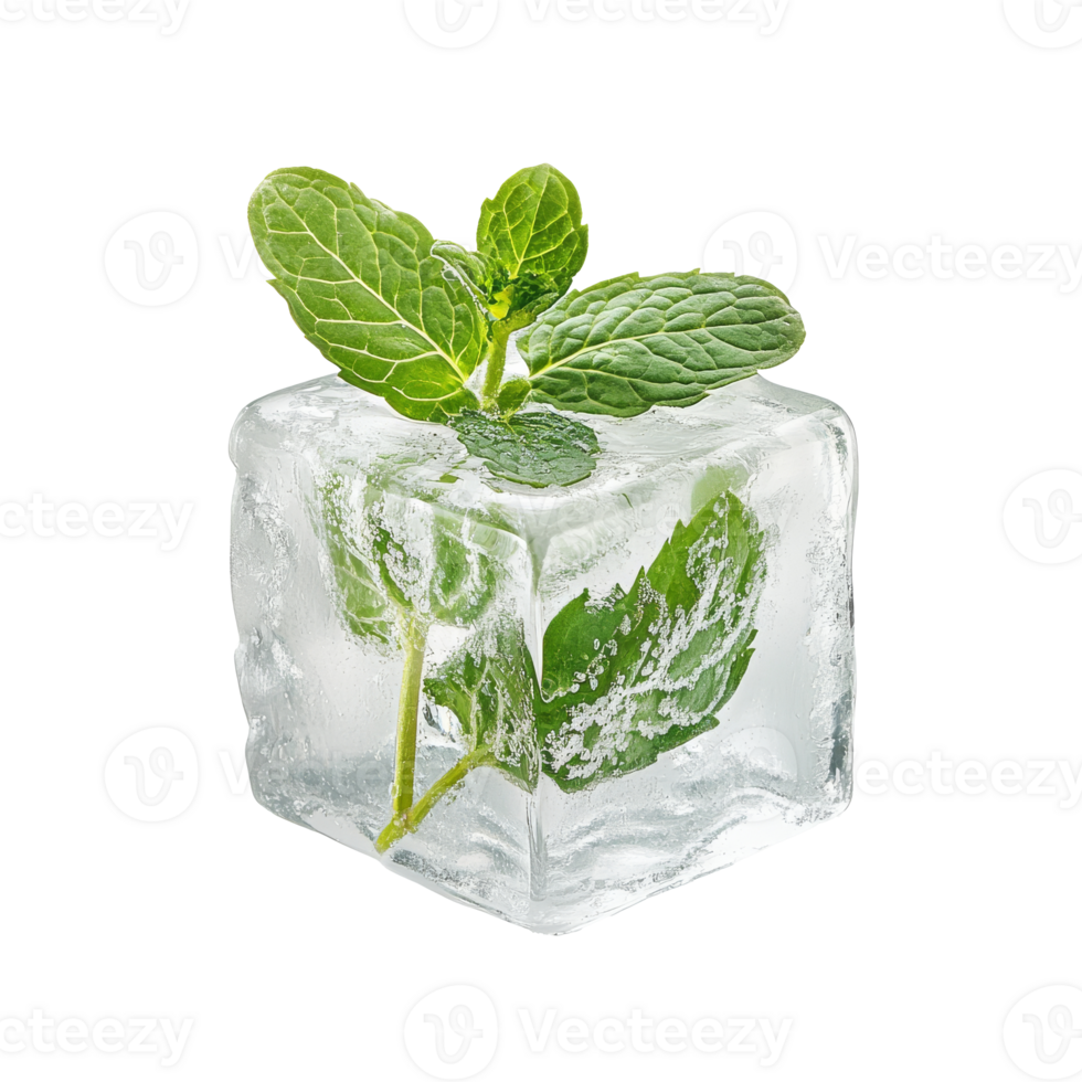 Mint ice cubes for refreshing drinks png