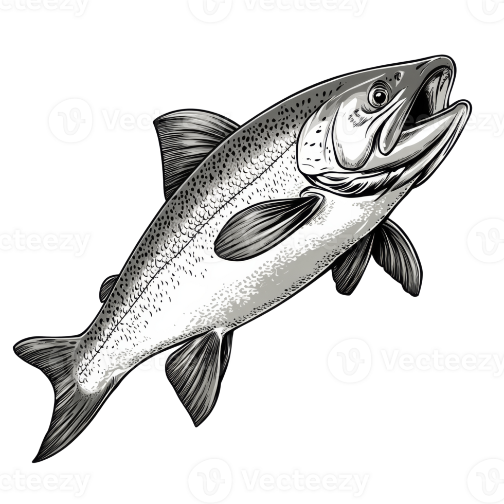 Detailed illustration of a swimming fish in motion png