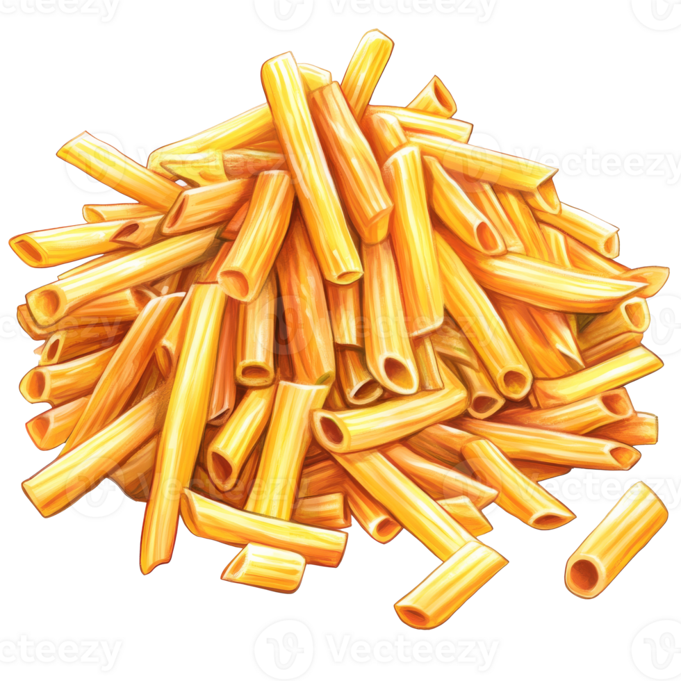 Uncooked rigatoni on white background png