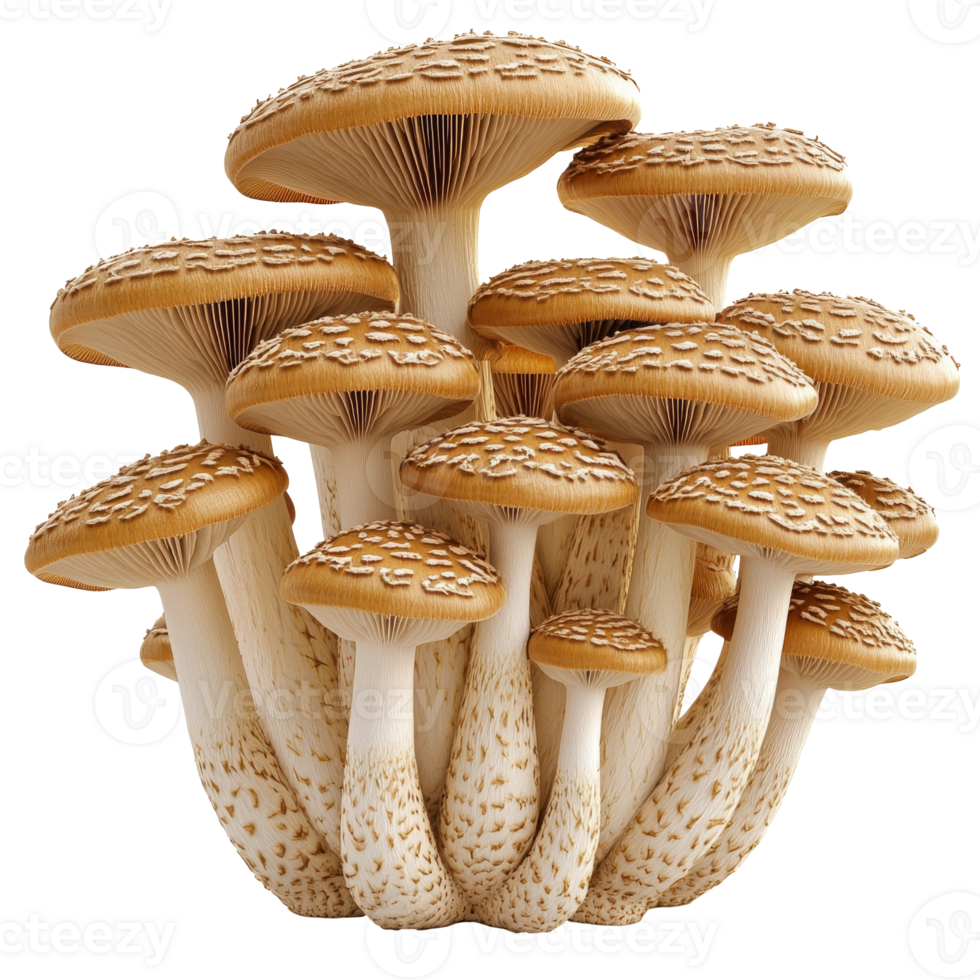Cluster of golden mushrooms growing in nature png