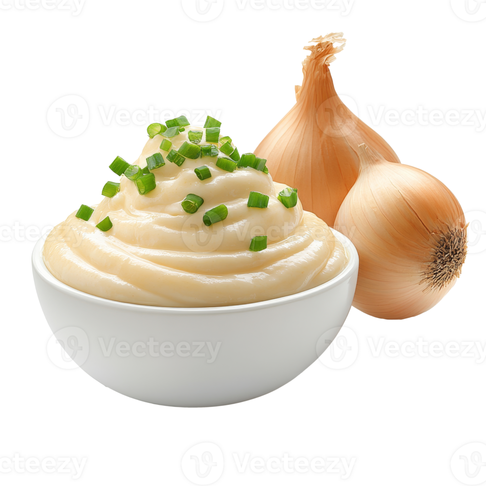 Creamy onion dip served with fresh green onions png