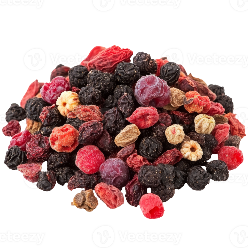 Variety of dried fruits piled on a white surface png