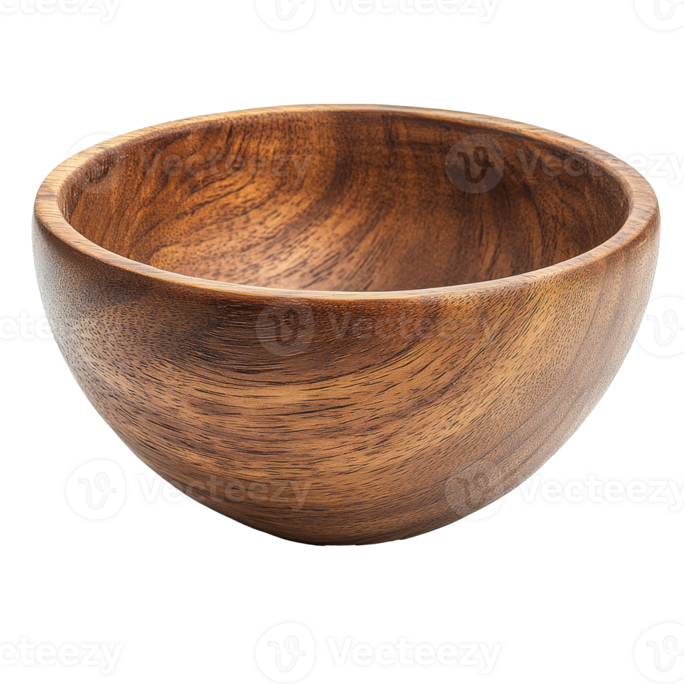 Simple wooden bowl with a smooth finish and shape png