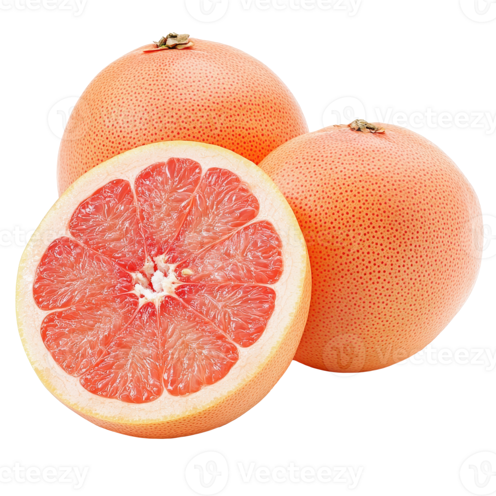 Fresh pink grapefruit on white background png