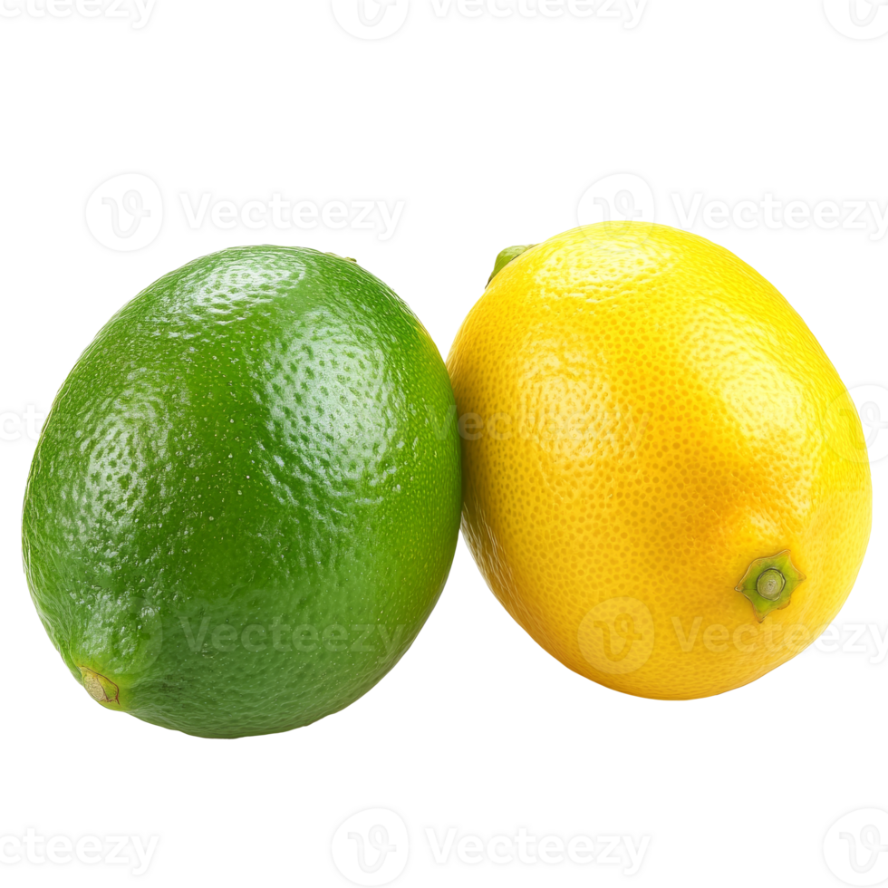 Fresh lime and lemon on a plain background png