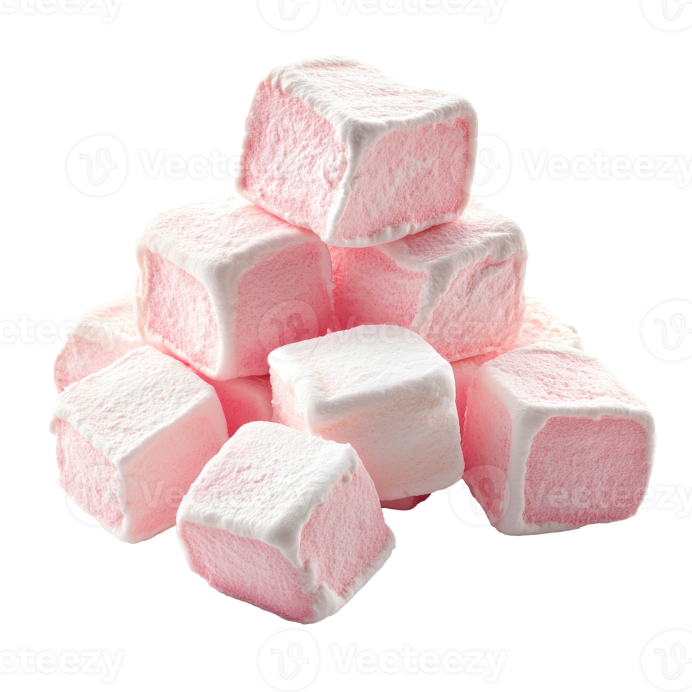 Casually stacked soft pink marshmallows png